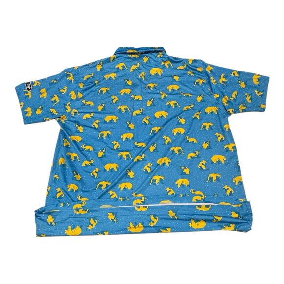 Waggle Men's Blue 3XL Golf Polo Shirt You're Golden Bears AOP Short Sleeve - Picture 5 of 5